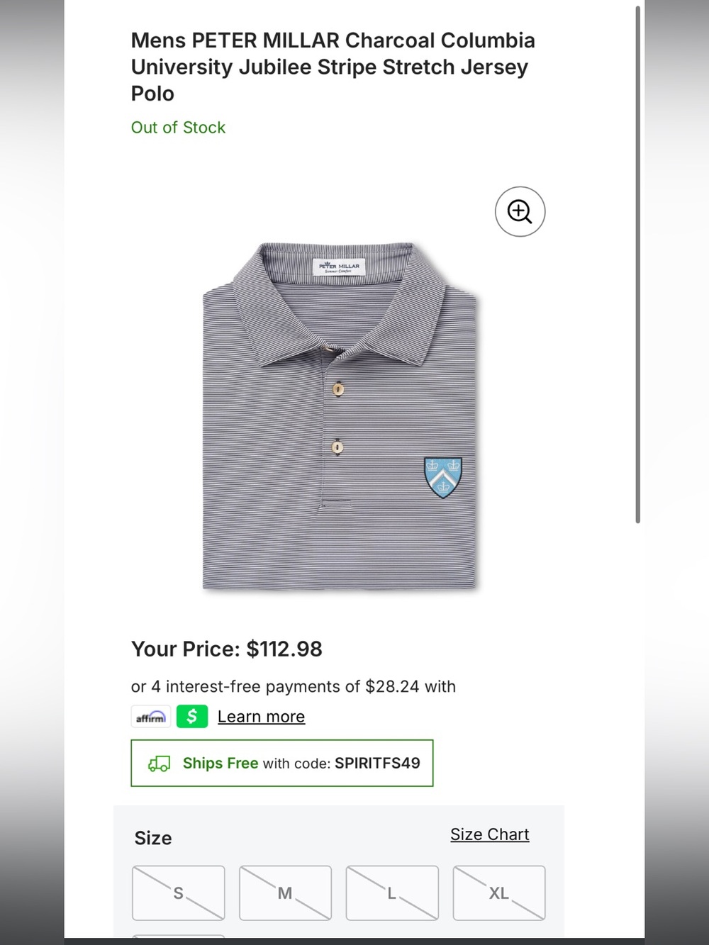 Columbia University Jubilee Charcoal Stripe Stretch Jersey Polo - Picture 10 of 10